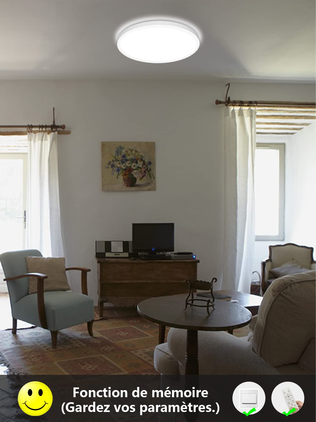 Brisplen Dimmable LED Ceiling Light 24W 2400LM 3000K-6000K