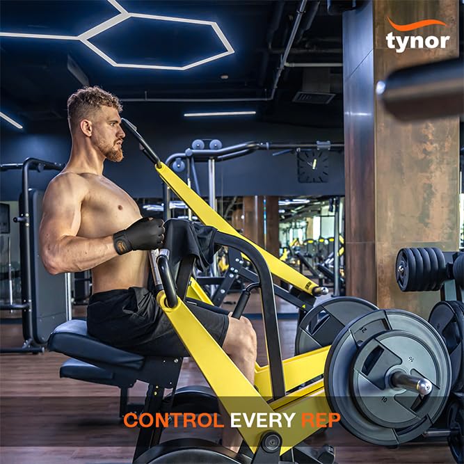 TYNOR Training Gym Gloves Padded Weight Lifting Gloves with Wrist Wrap Extra Grips Adjustable Full Palm Protection Fitness Fingerless Glove for Men & Women, Crossfit, Climbing,1 Pair - Image 6