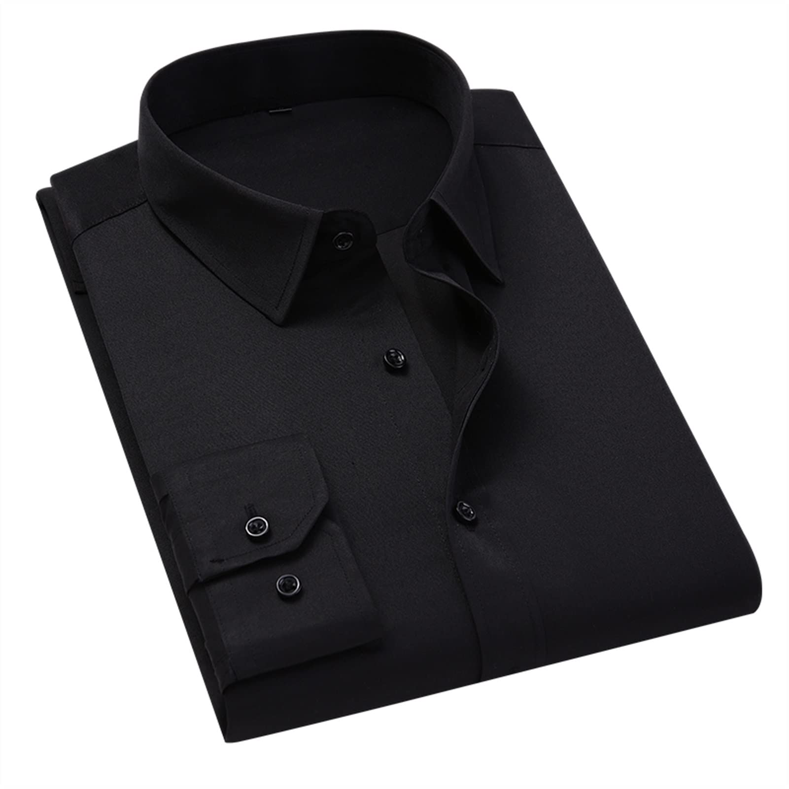 Camicia di Business di Colore Solido da Uomo Plus Size Casual Slim Abbigliamento Maschio Bianco Camicia a Maniche Lunghe for Camicia da Uomo a Maniche Lunghe