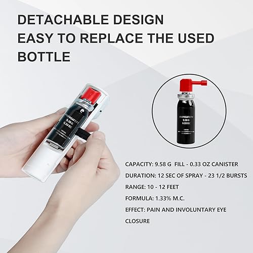 Miniatura 6 de Juego de alarma personal de defensa personal 3 en 1 con espray de pimienta, llavero de 130 dB y luces LED rojas y gel de pimienta de máxima