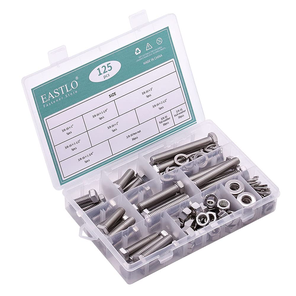Stainless Steel Hex Bolts & Nuts Kit - 125 PCS -4