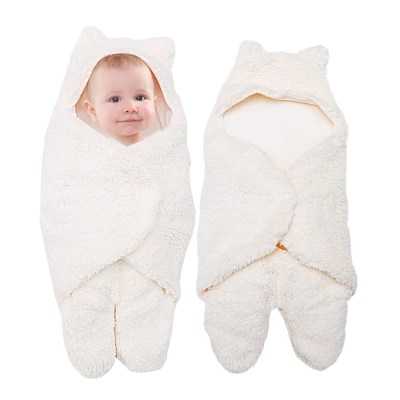 Beauenty Baby Sleeping Bag Cashmere Swaddle Blanket for Newborn Baby Sleeping Hug