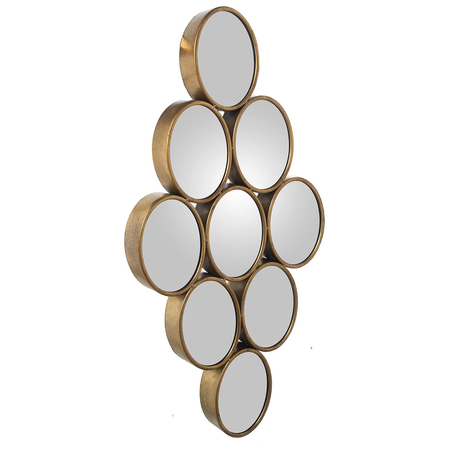 Miroir mural métal doré 9 cercles 40cm pour décoration salon