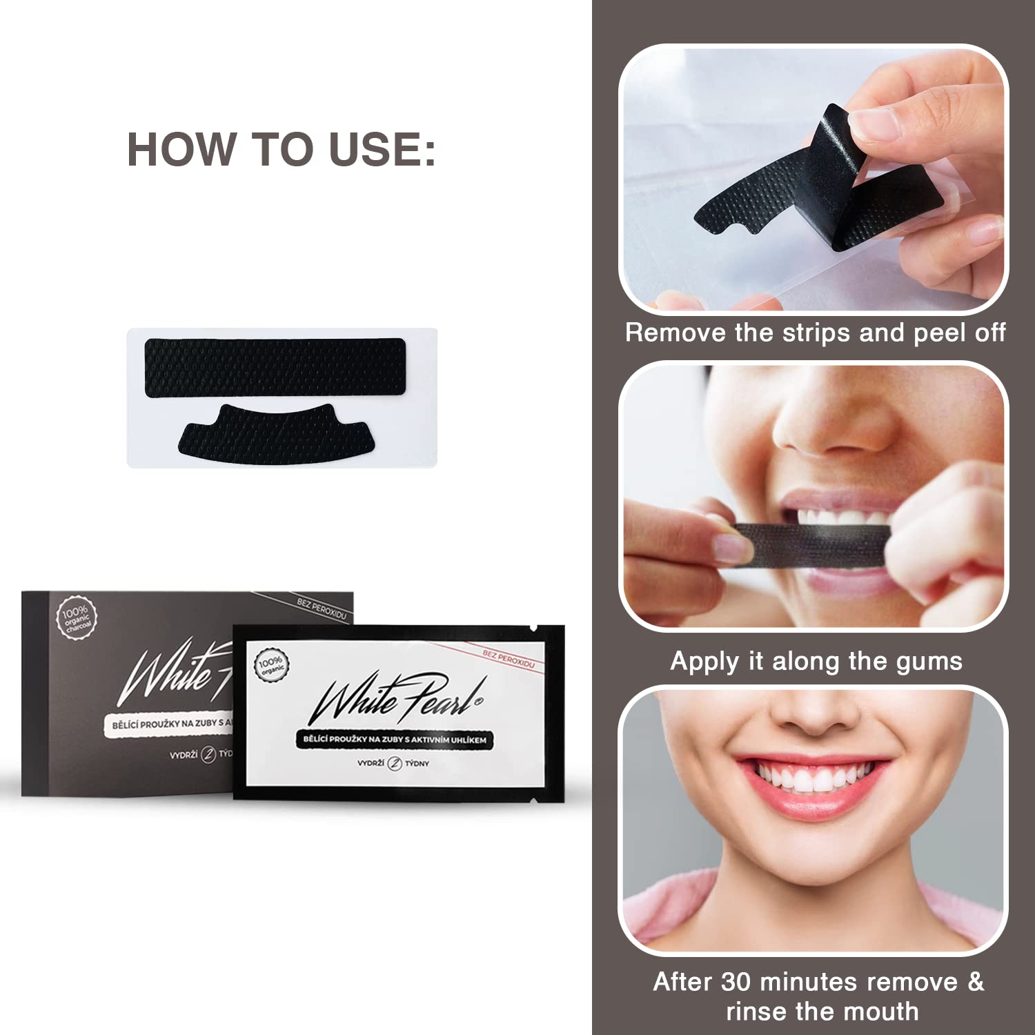 White Pearl Charcoal teeth whitening strips