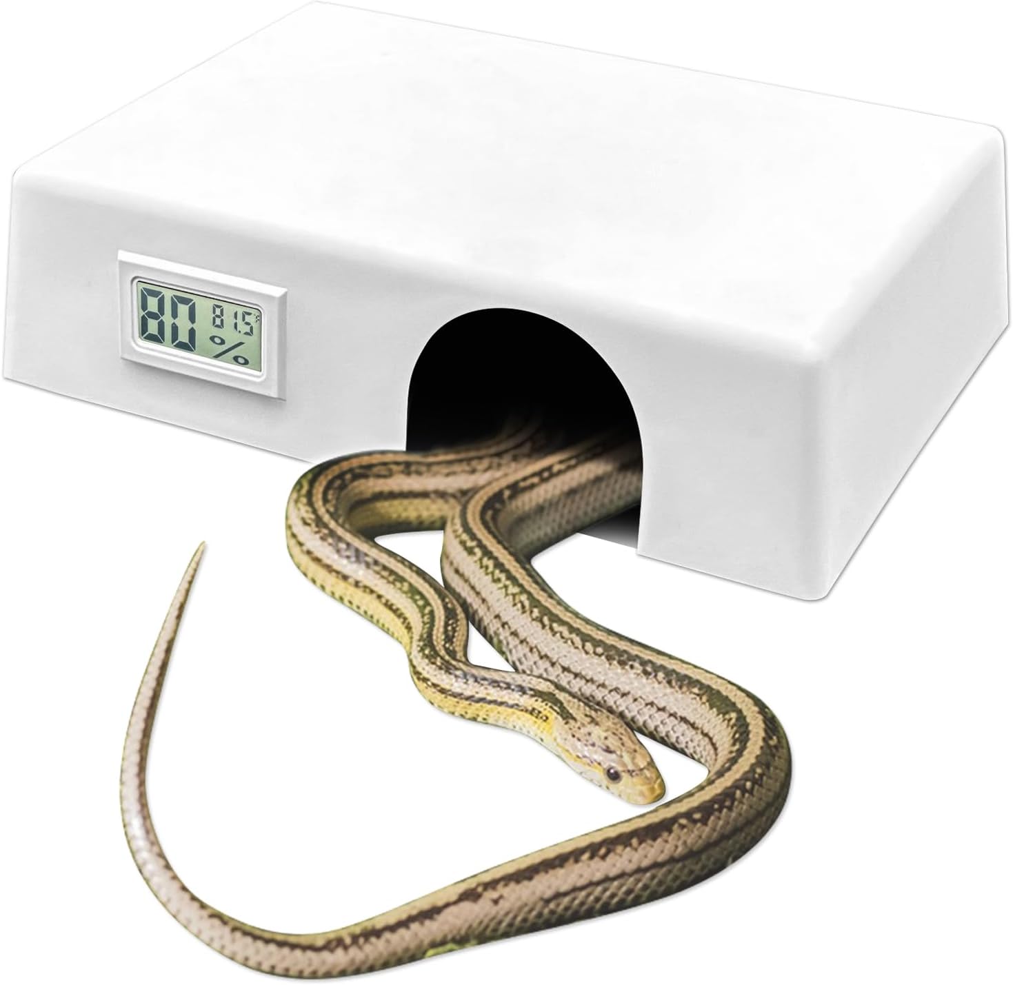 Amazon.com : Large Reptile Hide Box with Front Thermometer/Hygrometer ...