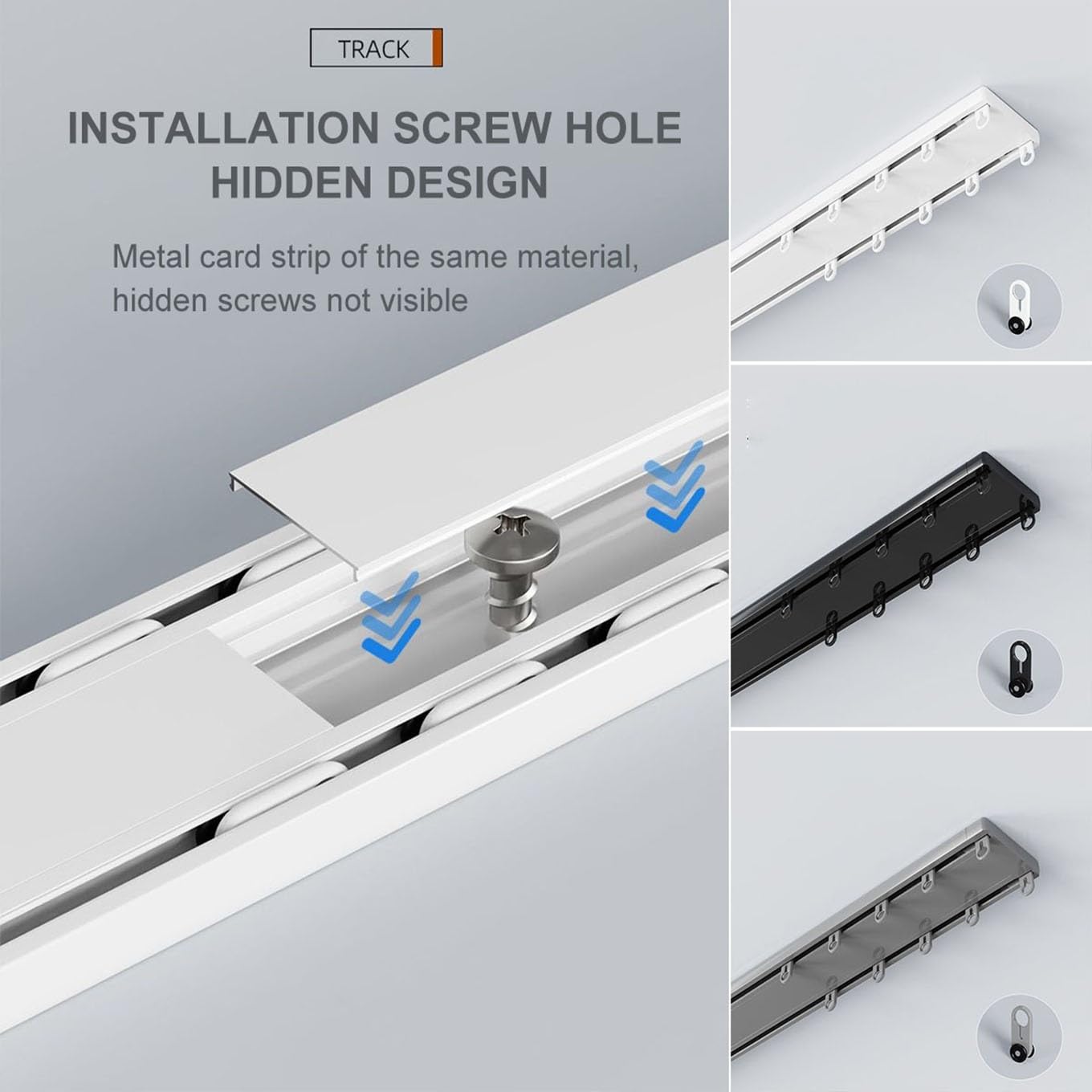 Binario per Tende Resistente, Binario per Tende A Doppio Soffitto Binario per Tende Doppio Nascosto Silenzioso, Binari per Tende E Accessori Adatti per Soggiorno E Bagno(White,170cm/66.9in)