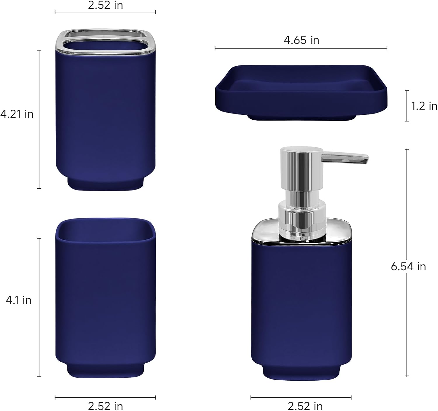 4 Piece Bathroom Accessory Sets, Blue Bathroom Accessories Sets Include Toothbrush Holders Set, Soap Dispenser, Soap Dish and Toothbrush Cup, Modern Bathroom Decoration