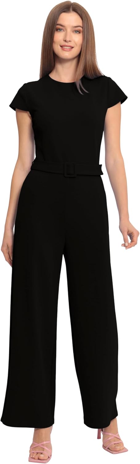 Maggy London womens Belted Wide Pant Leg Jumpsuit Workwear Office Occasion Event Guest of - Image 5
