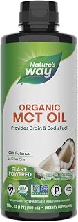 Nature's Way Organic MCT Oil C8 C10, 16oz Keto Paleo Brain Body Fuel from Coconuts, Non-GMO Certified