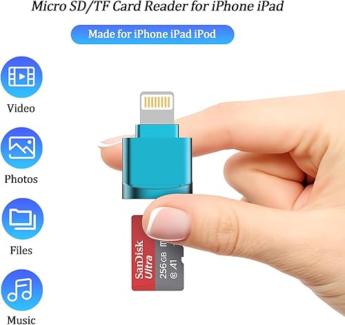 Miniatura 9 de Lector de tarjetas Lightning a Micro SD certificado MFi de Apple para iPhone, iPad, compatible con iOS 13, exFAT y FAT32