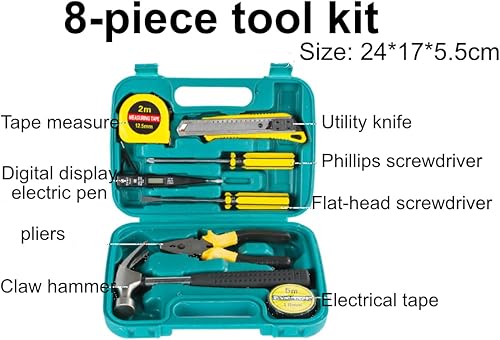 Miniatura 5 de YALLAEEN Juego de herramientas de hardware, tornillo de banco, llave inglesa, juego de herramientas de combinación de destornilladores (8)