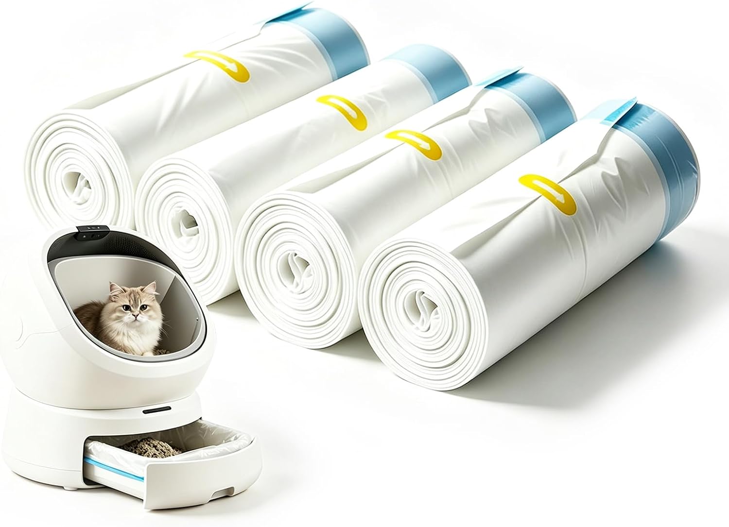 Cat Litter Box Liner for PETLIBRO Luma Automatic Litter Box, 60pcs Handle | Heavy Duty Drawstring Cat Waste Bags, Leakproof Tear Resistant Disposable Replacement Bags