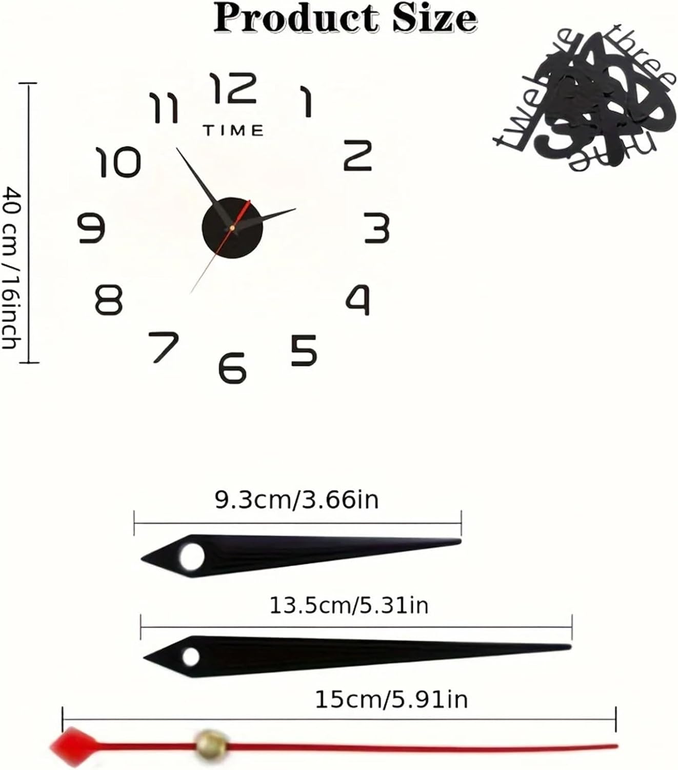 Clock Numbers 2sets Large Wall Clock Luminous Classic Clocks DIY Digital Watches Stickers Silent for Home Living Room Table for Home Art Decor DIY Replacement Repairing(063 Silver)