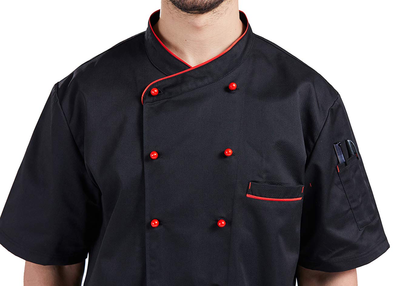 Nanxson Giacca da Chef Manica Corta Giacca da Cuoco Ristorante Divisa da Cuoco per Uomo Donna CFM0048