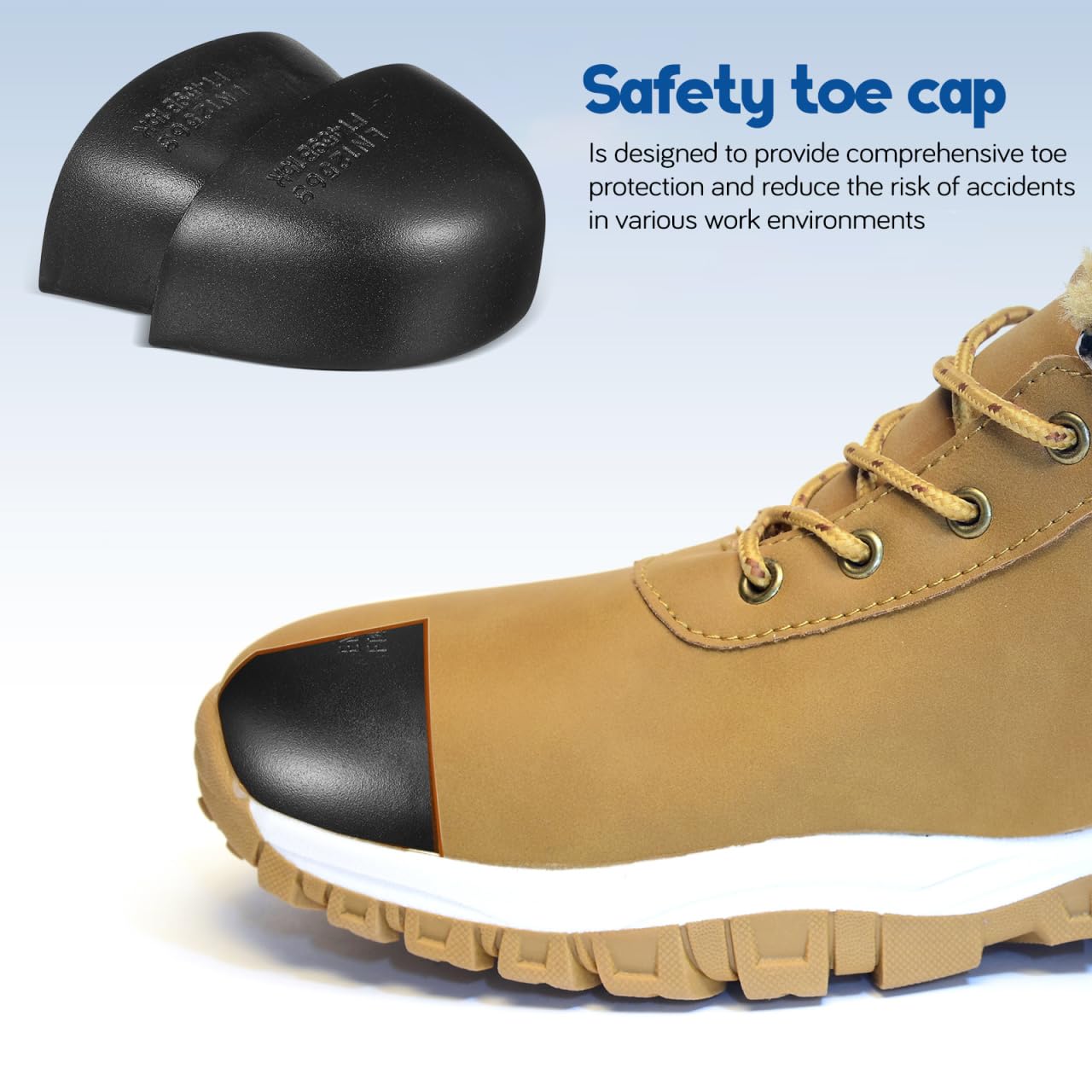 VILLCASE 2 Pairs Anti-Smash Safety Toe Caps for Work Boots Iron Toe Covers Inserts for Men Women Removable Shoe Protectors for Construction and Industrial Use - 2