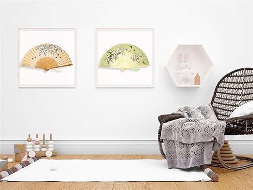 Miniatura 7 de Zolee Abanicos de mano plegables pequeños, abanicos chinos japoneses de seda de bambú vintage, para baile, actuación, decoración, boda, fiesta,