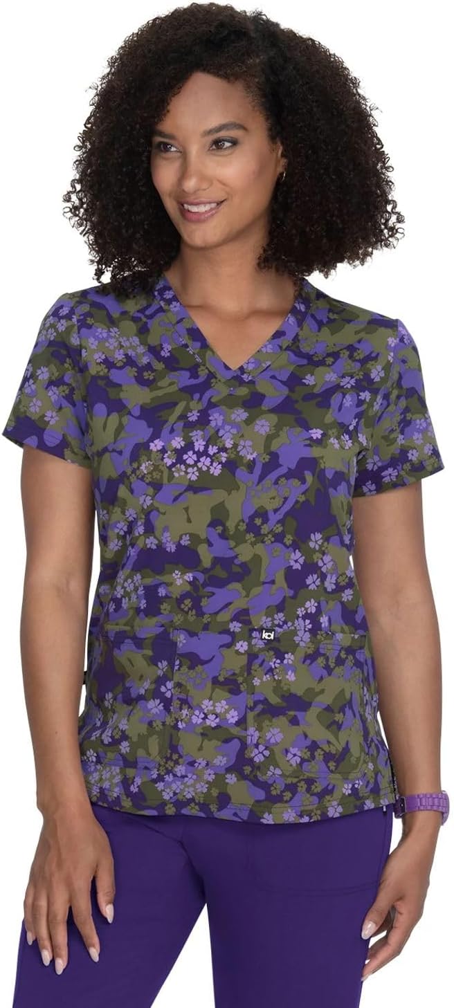 KOI Next Gen Early Energy Women's 2-Pocket Print Scrub Top