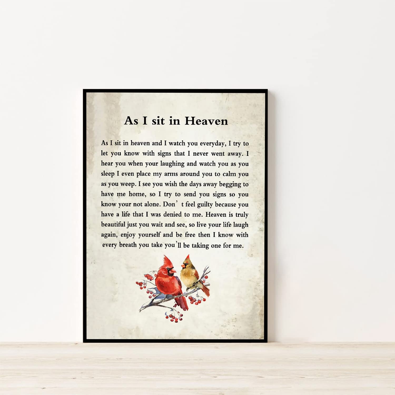 BCTS – Poster In Metallo 20x30 Cm Con Poesia 'As I Sit In Heaven' E Cardinale, Decorazione Parete Vintage