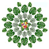 Fácil de usar: ponga la planta artificial de monstera Las hojas y las flores de hibisco en un jarrón,se pueden combinar de acuerdo con su propia creatividad.