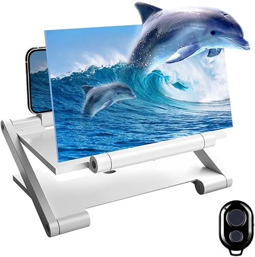 Miniatura 10 de Yilia Pantalla de lupa para teléfono móvil, proyector de aumento 3D HD, soporte plegable para teléfono con amplificador de pantallas para películas,
