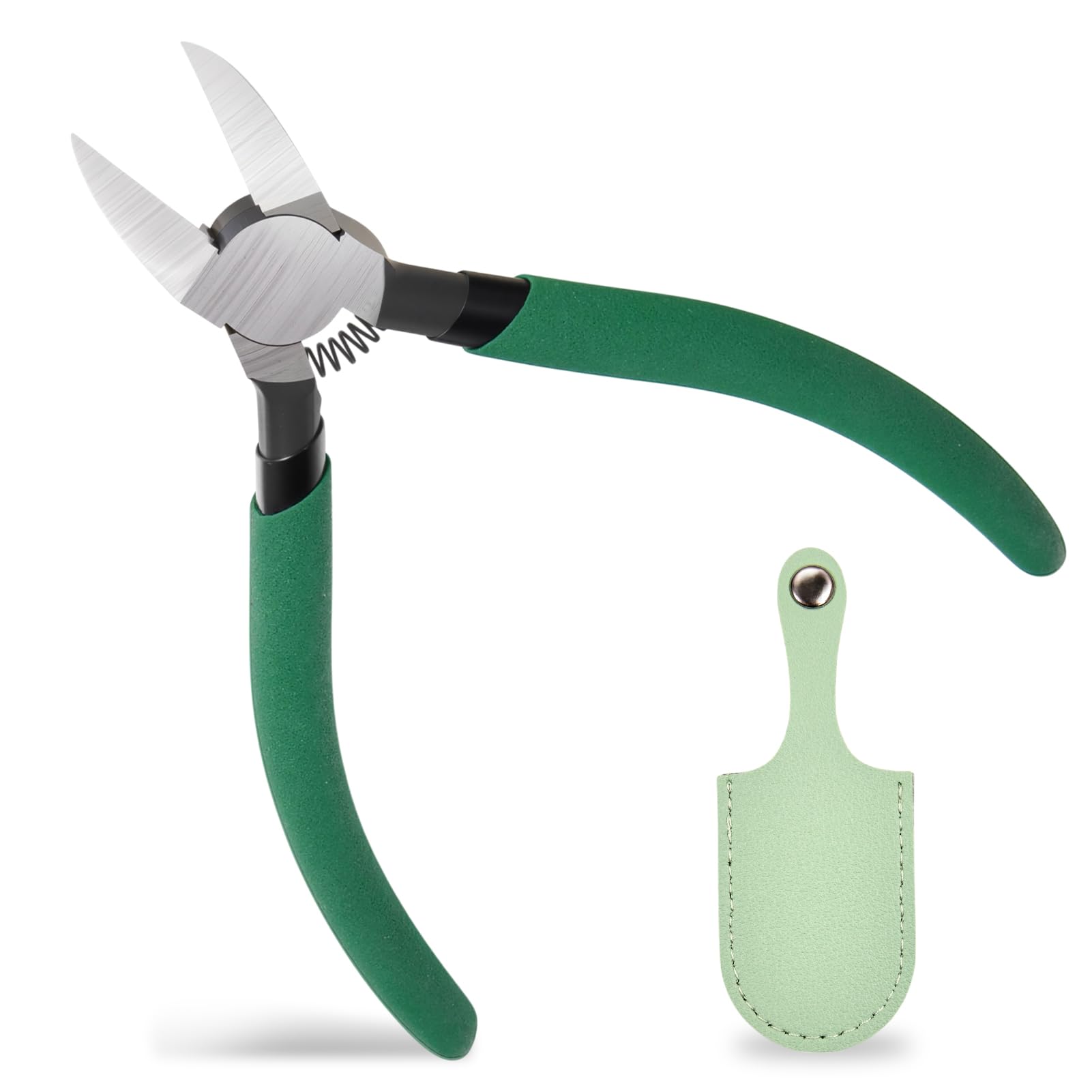 INJOYTEC Wire Side Cutters Clippers 45 Angled Flush Cutters Diagonal Pliers for Flush Cut Plastics Artificial Flowers Zip Tie Cutter for Cable Tie Wire Cutting Tool for Guitar Strings Green