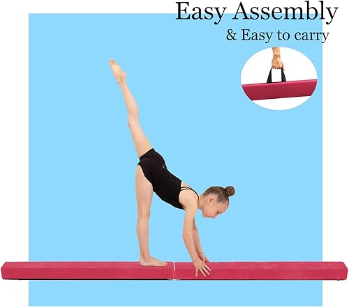 Miniatura 3 de Viga de equilibrio de 7 pies8 pies, equipo de gimnasia plegable para gimnasia, niños y adultos, base de goma antideslizante, haz de gimnasia