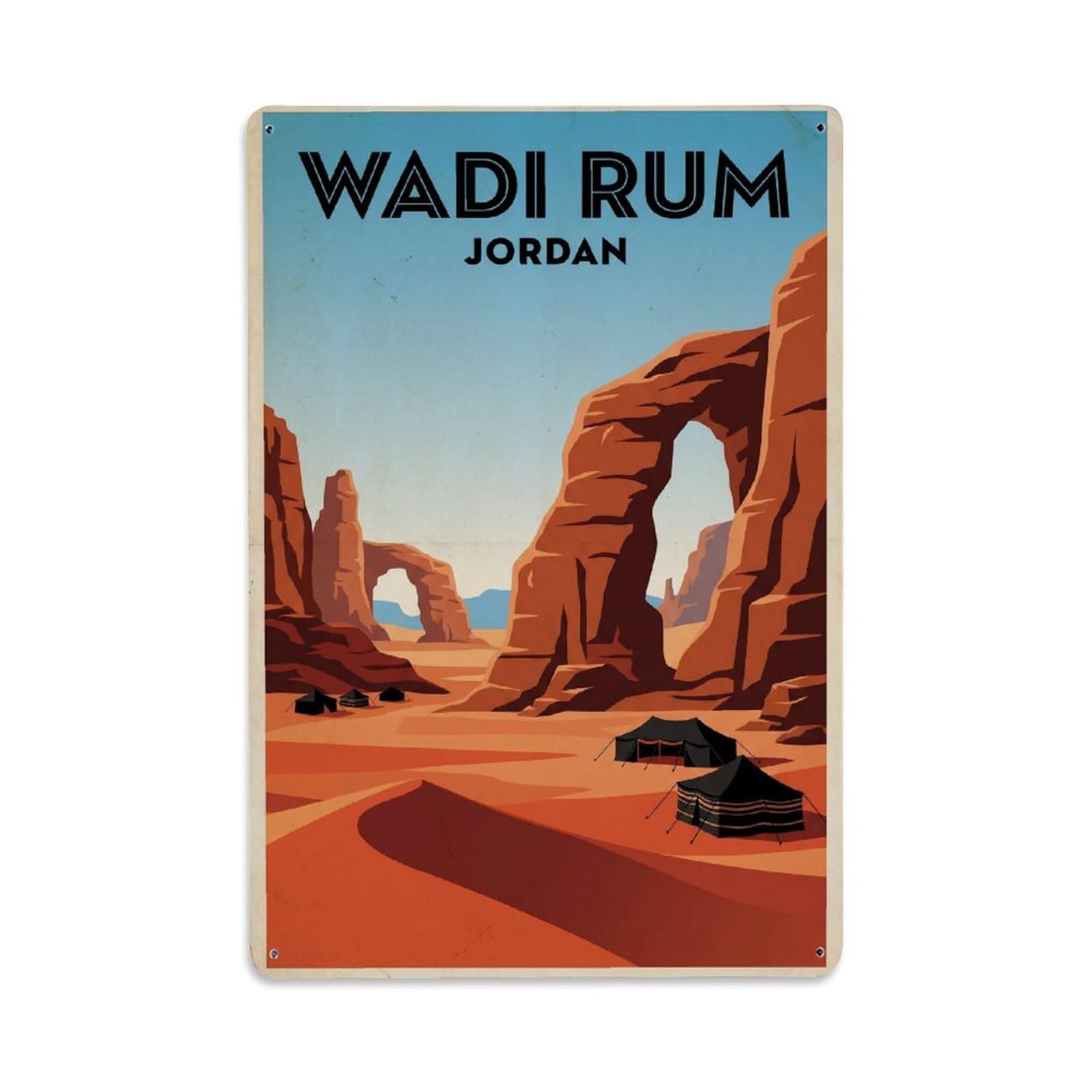 Jordan Wadi Rum Vintage Travel Metal Tin Sign Plaque Wall Decor for Cafe, Club Bar, Office, Garden Metal Poster 8x12Inch