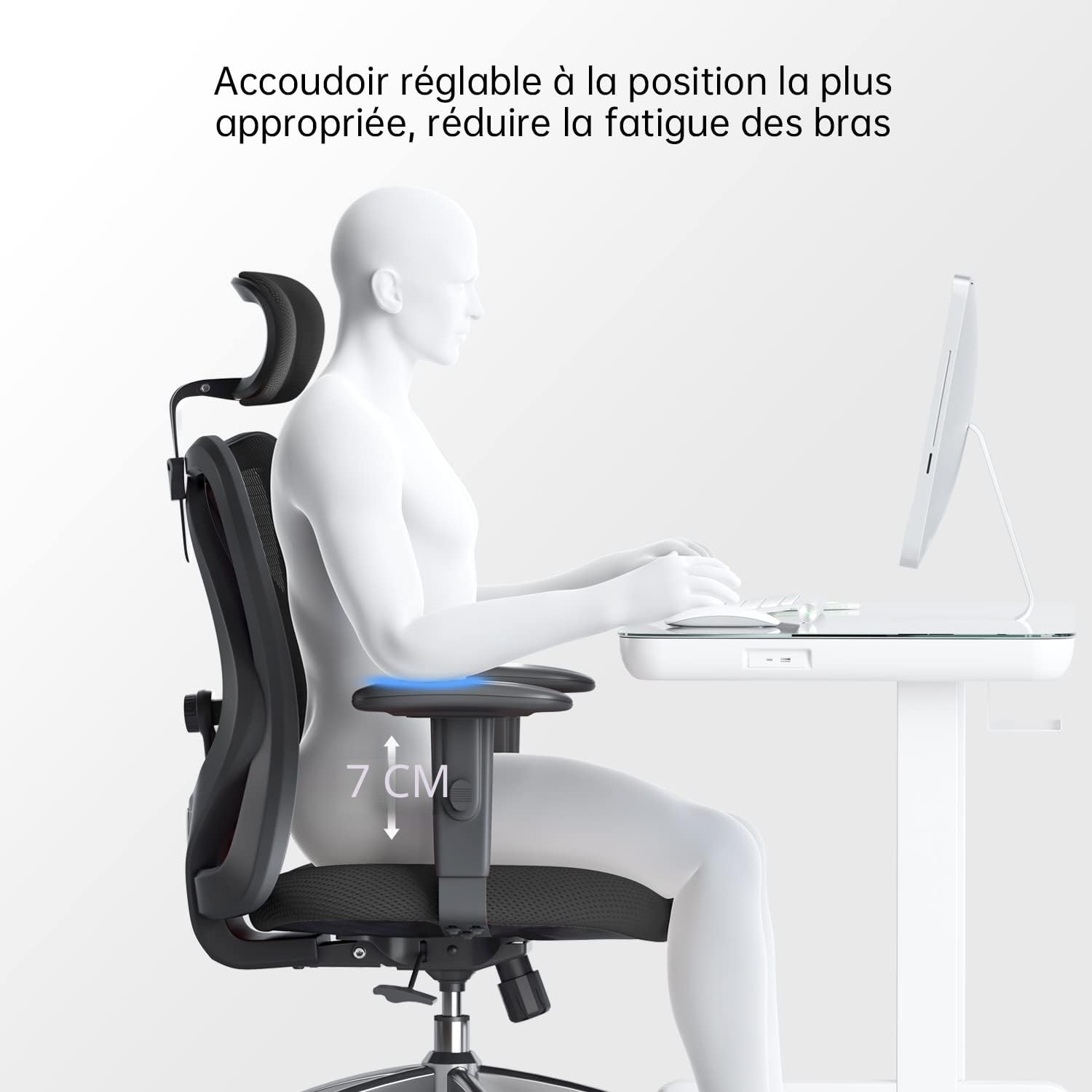 SIHOO Chaise de Bureau, Siege de Bureau Ergonomique avec Support Lombaire et accoudoir réglable, Fauteuil de Bureau d'une capacité maximale de 150 kg