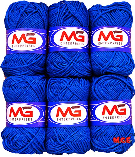 Image of 100% Acrylic Wool Blue 6 Pc M.G Ball Wool Ball Hand Knitting Wool /Art Craft Soft Fingering Crochet Hook Yarn-EB Art-DCI