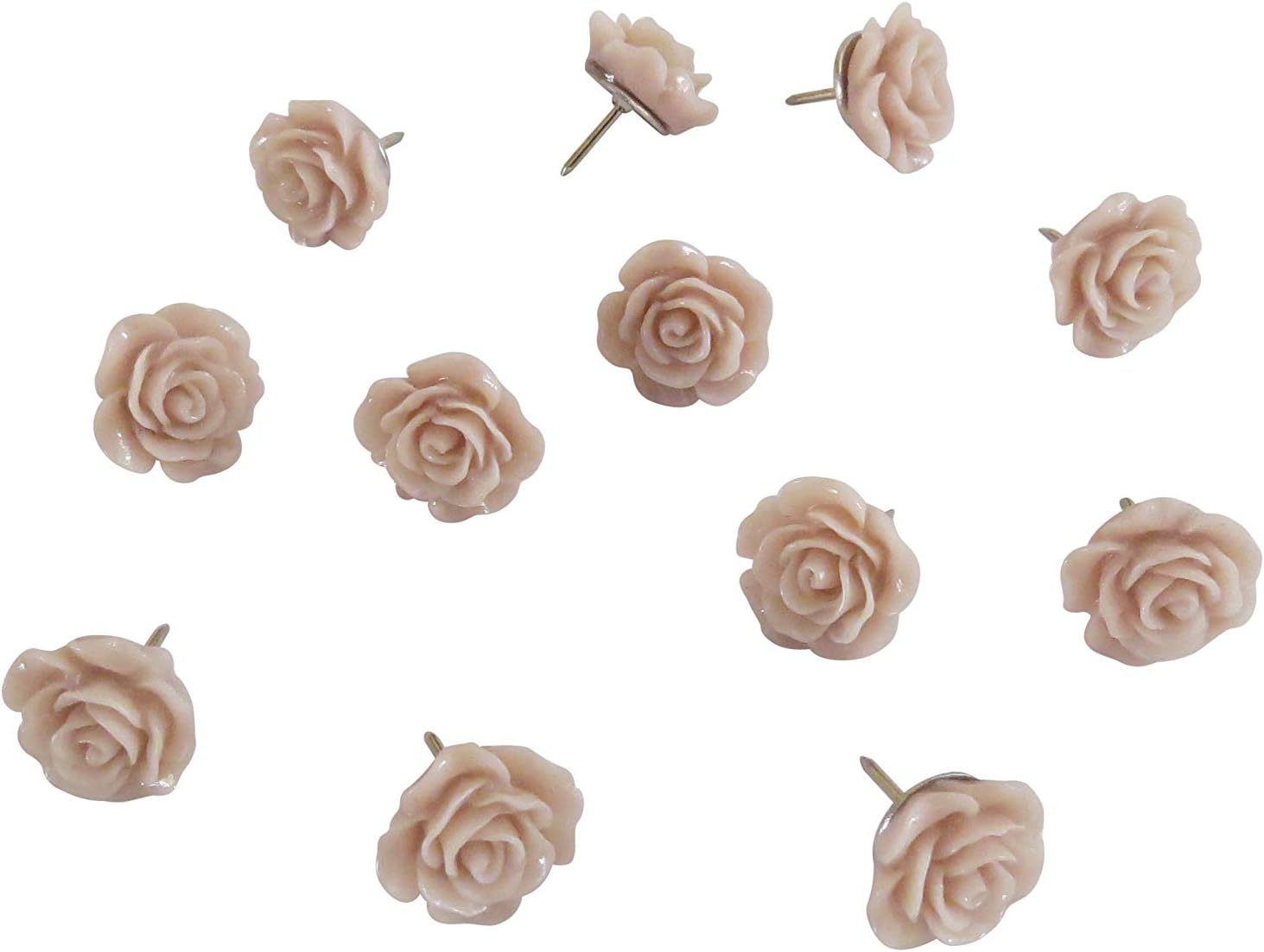 Decorative Rose Thumbtacks for Cork Boards, Unique Handmade Flower Push Pins are Ideal for Pinning Polaroid Photos, Bridal, Baby Showers Decors. Adorning Offices and Weddings - Set of 12. (Lavender)