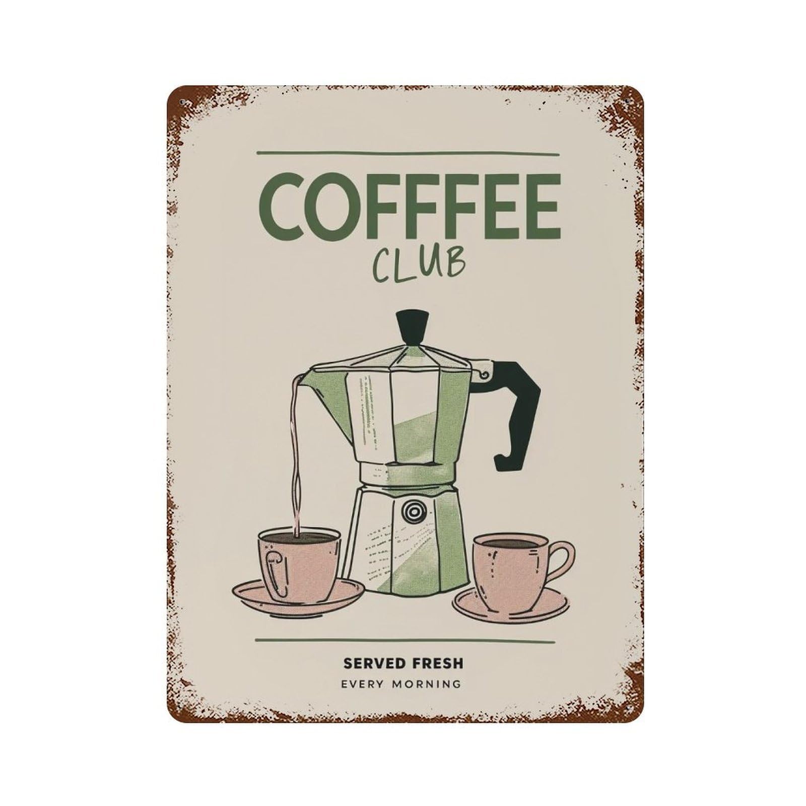 YHGERTKU Fresh Coffee Every Morning 01 Wall Art Retro Iron Vintage Metal Tin Sign Poster Modern Decor for Living Rooms Gift 40x30cm