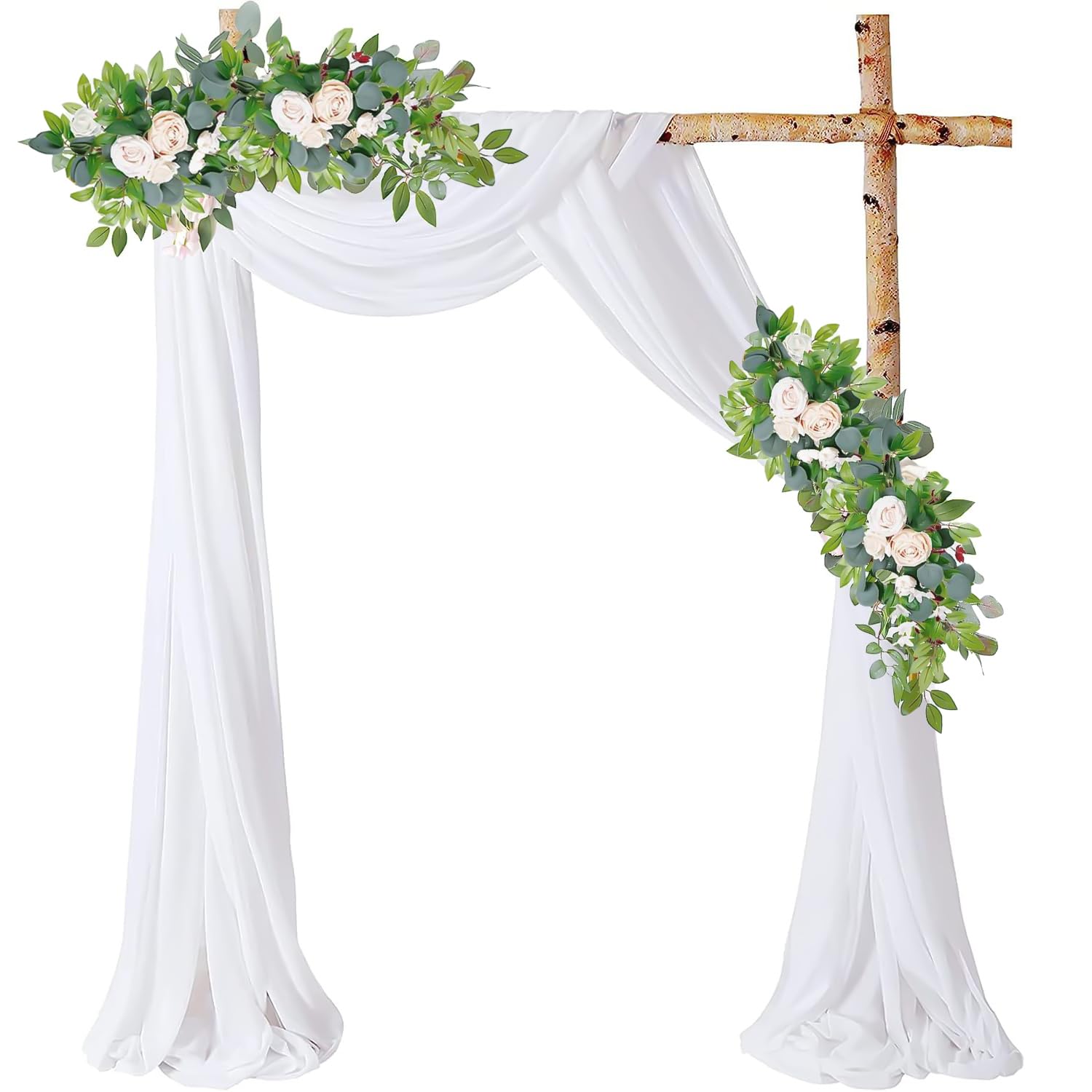 Cortina De Boda Blanco Cortinas De Gasa Boda Decoracion Tul Cortina Gasa Bufunda Para Arco De Boda, Decoración Para Ceremonia, Recepción, Fiesta 70x550 Cm