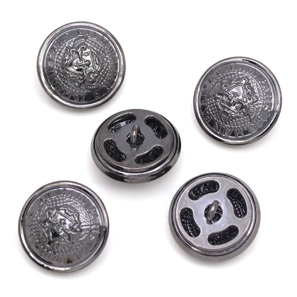 Boutons à tige en alliage métallique rond doré, 5 pièces, for vêtements
