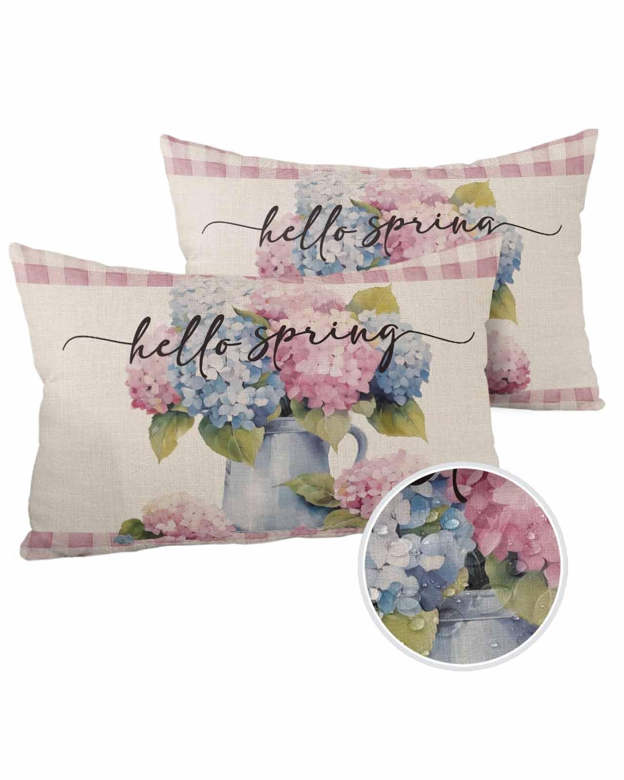 Edwiinsa Vintage Flower Outdoor Pillow Covers Waterproof,All Weather Cushion Case Set of 2 Lumbar Pillowcase for Sofa Couch Bed Decor Patio Furniture 20