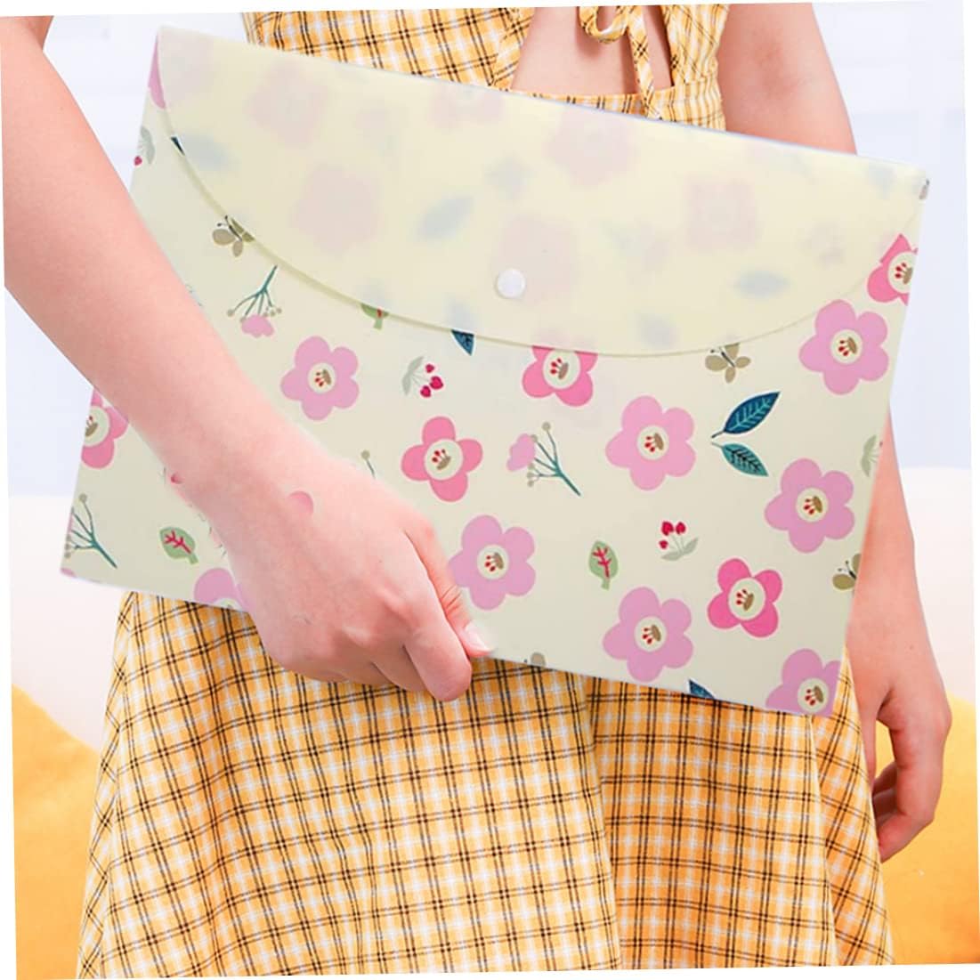 Plastic Envelope Floral Filling Document Folders A4 File Envelopes with Snap Closure, Plastic Envelopes with Snap Closure, 4pcs : Office Products
