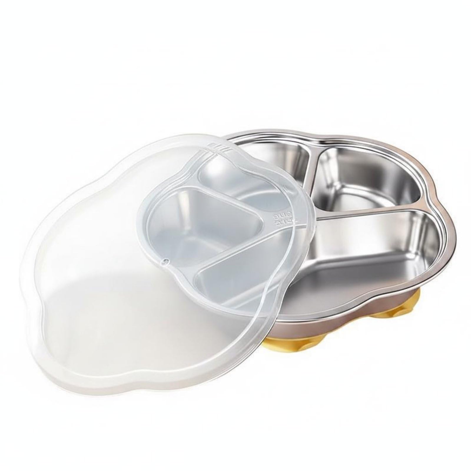 Enakshi® Portion Control Sections 316L Stainless Steel Kids Tray Easy to Clean 4-Compartment Baby Feeding Plate Thickened Material Stainless Steel Suction Plate for Toddlers, Babies, Plate Suction Lid-image-13