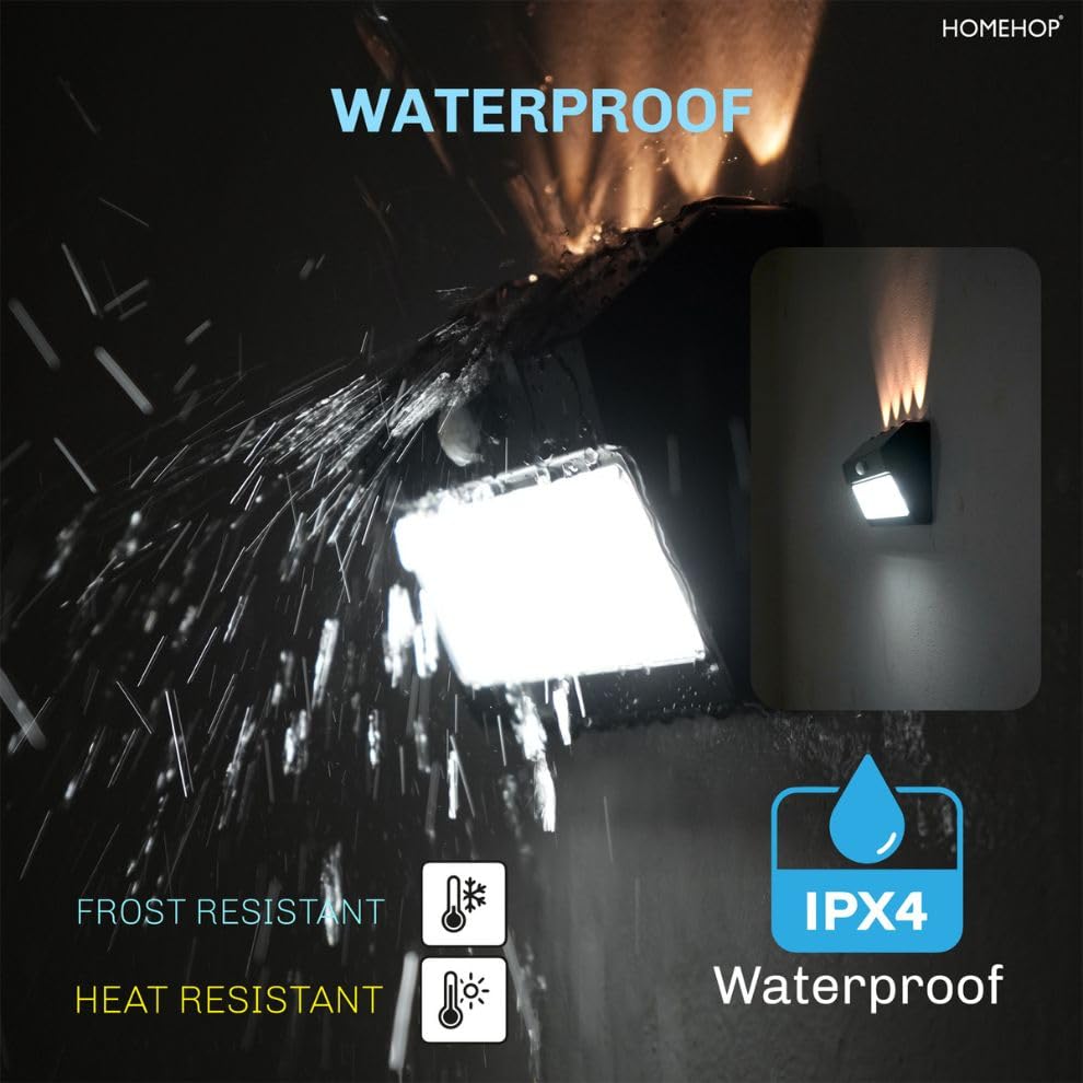 Image of Homehop Solar Light Outdoor Home Garden Automatic Waterproof LED Lamp | Solar Wall light Motion Sensor Security Lighting for Balcony, Pathway, Yard, Patio and Driveaway (1800mAh-ABS-Pack Of Two)