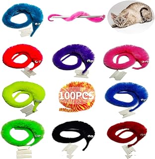 SHENGSEN 100 Pieces Magic Worm Toys Wiggly Fuzzy Worm Trick Toys Carnival Party Favors (10 Colors)