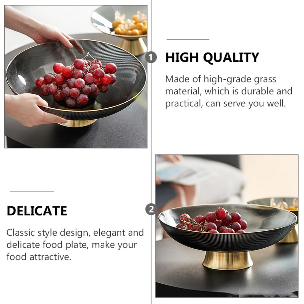 Frutero para Mesa de Vidrio Pie, Elegante para Frutas y Dulces
