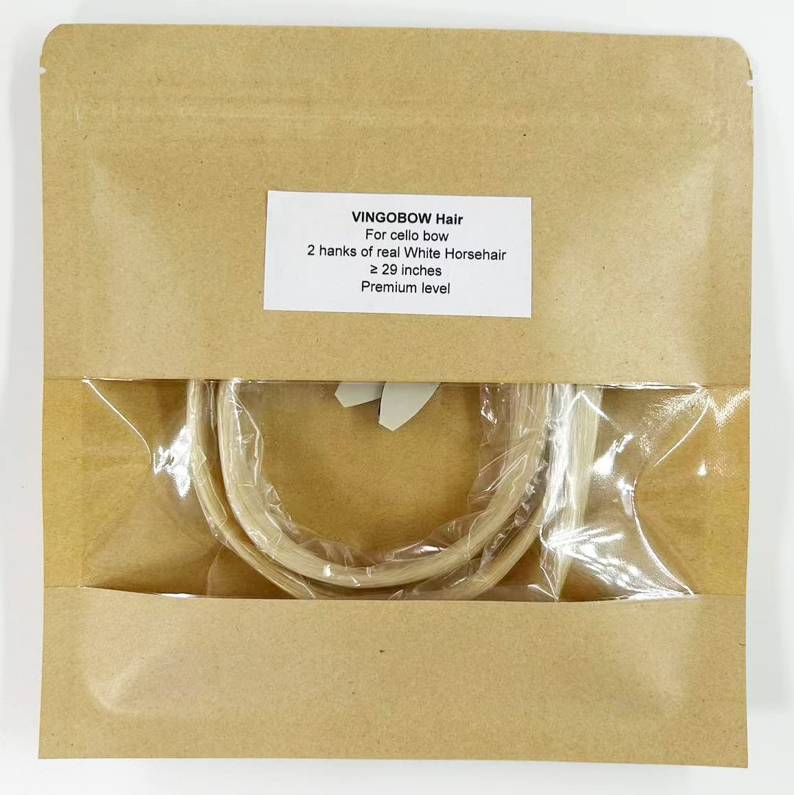 Pelo de caballo mongol de para arco de violonchelo, sin blanquear, accesorios de instrumentos musicales blancos de 29 pulgadas