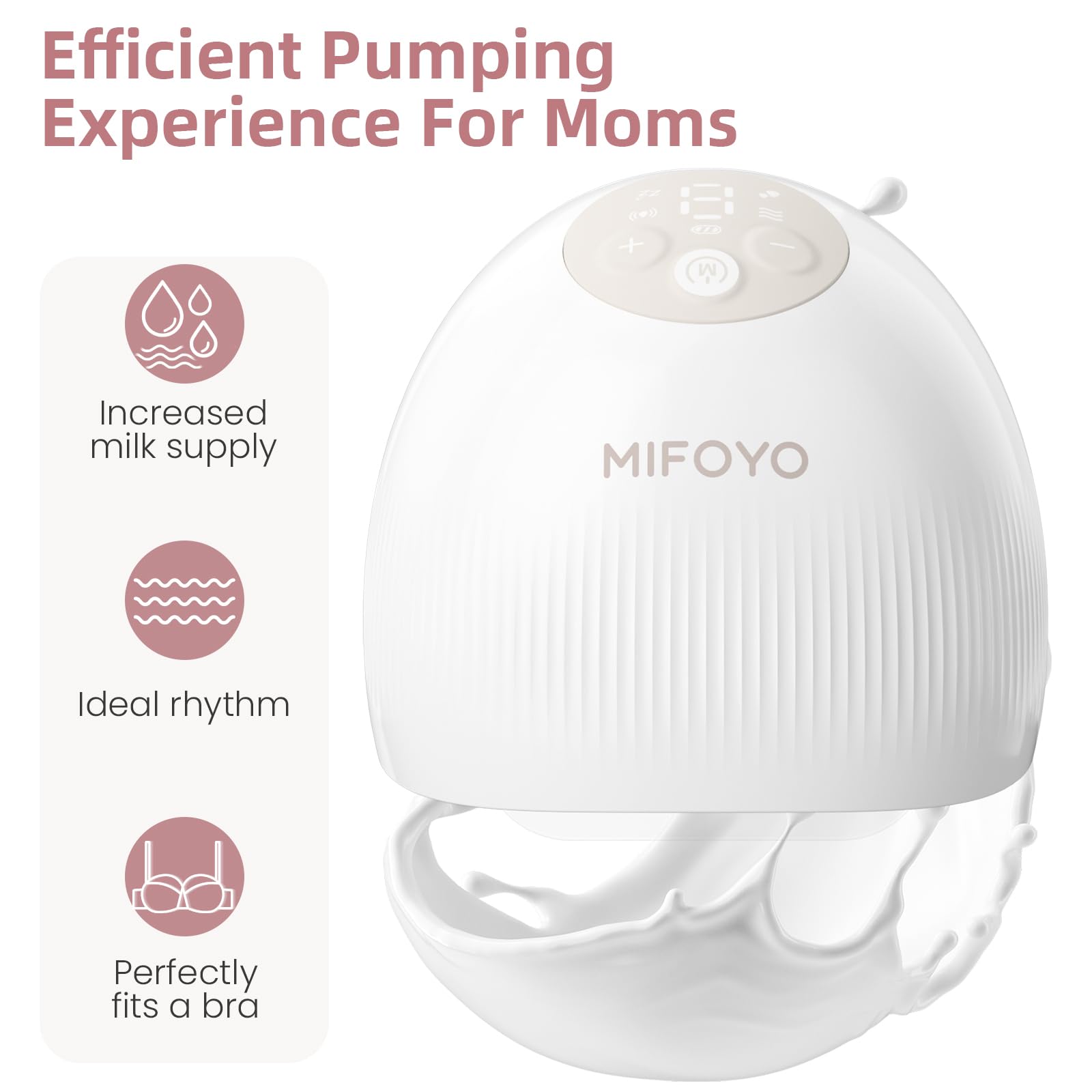 Breast Pump Wearable Breast Pumping: Electric Breast Pumps Hands Free Breastfeeding Pumps with 4 Modes & 9 Levels - Rechargeable Milk Pump, Smart Display for Moms, 24mm 2 Pack