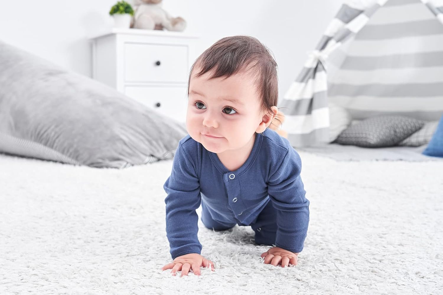 ACESTAR Newborn Baby Footed Pajamas with Mitten Cuffs - Cotton Snap-Up Baby Sleepers for Sleep and Play Footies 0-12 Months - Image 4