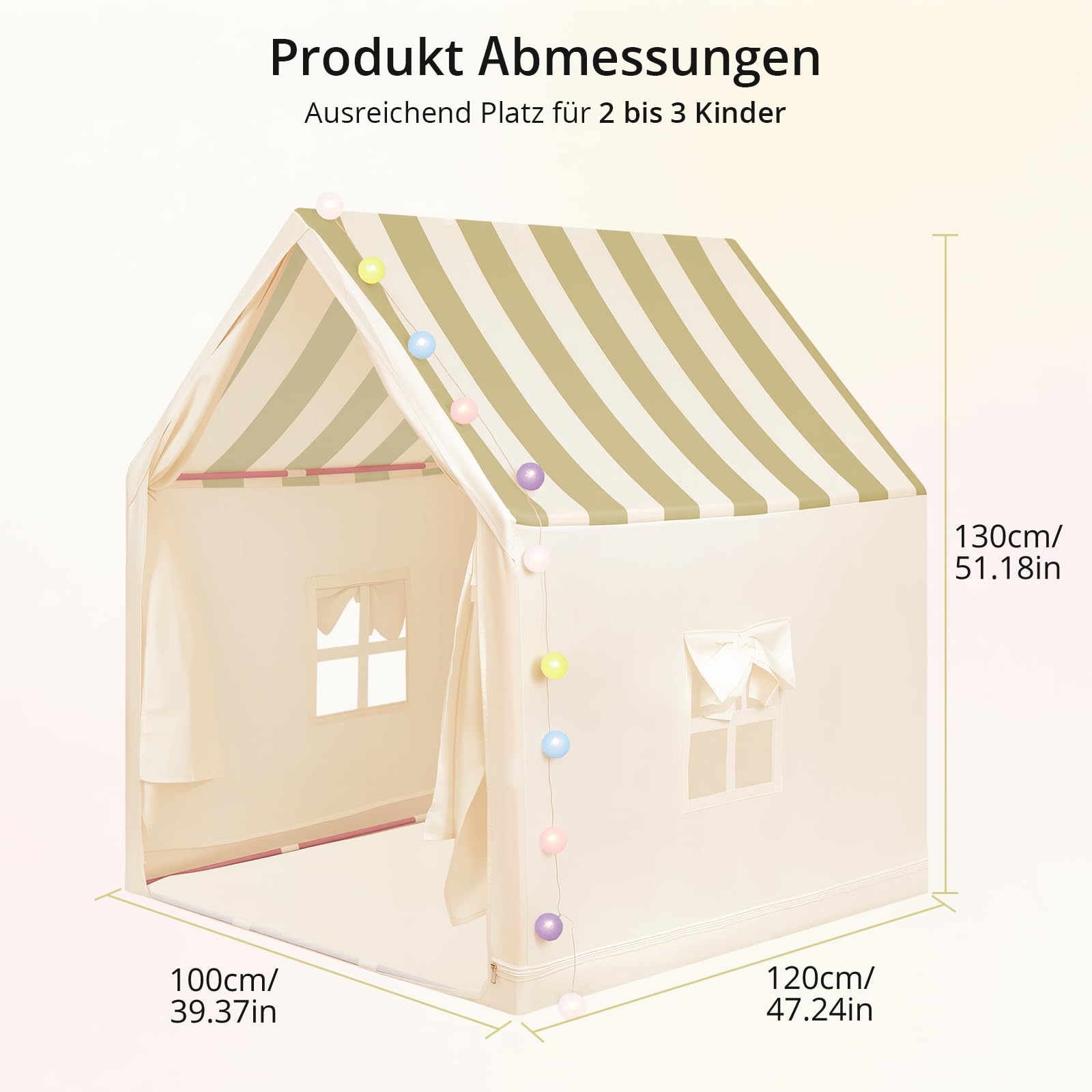 Anbte Kinder Spielzelt, Beige Streifen, für Kleinkinder ab 3 Jahren