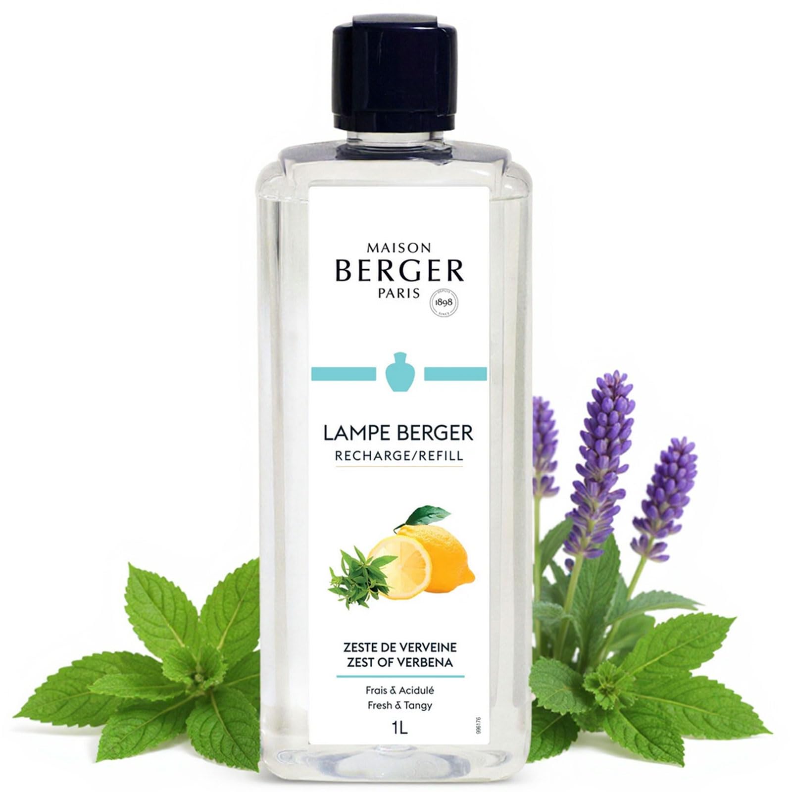MAISON BERGERFragrance Refill – 1L Lampe Berger Oil for Home Diffuser – Purifies Air, Long-Lasting French Scent, For Catalytic Burner Lamps, Dye-Free Home Fragrance (Zest of Verbena)