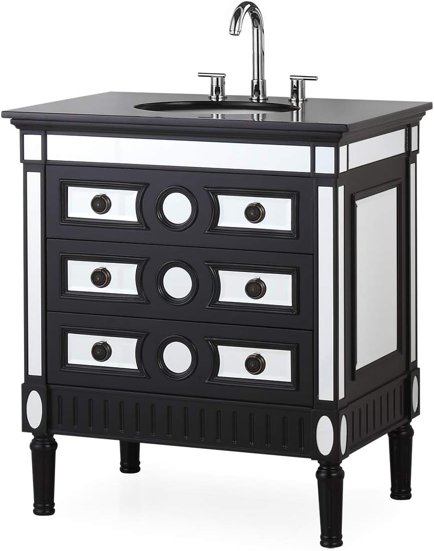 32" Mirror Reflection Ambrosia Bathroom Sink Vanity Cabinet Model HF0534GT