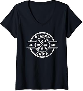 Womens Alaska Chick Womens Alaskan Adventure Lover V-Neck T-Shirt