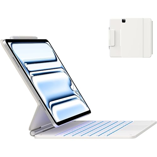typecase Keyboard Case for iPad Pro 13-inch (M4) 2024,Magic Keyboard with 11 Colors Backlight for iPad Pro 13,Keyboard Case with Pencil Holder,Multi-Touch Trackpad, Easy-Set Magnetic Stand,(White)