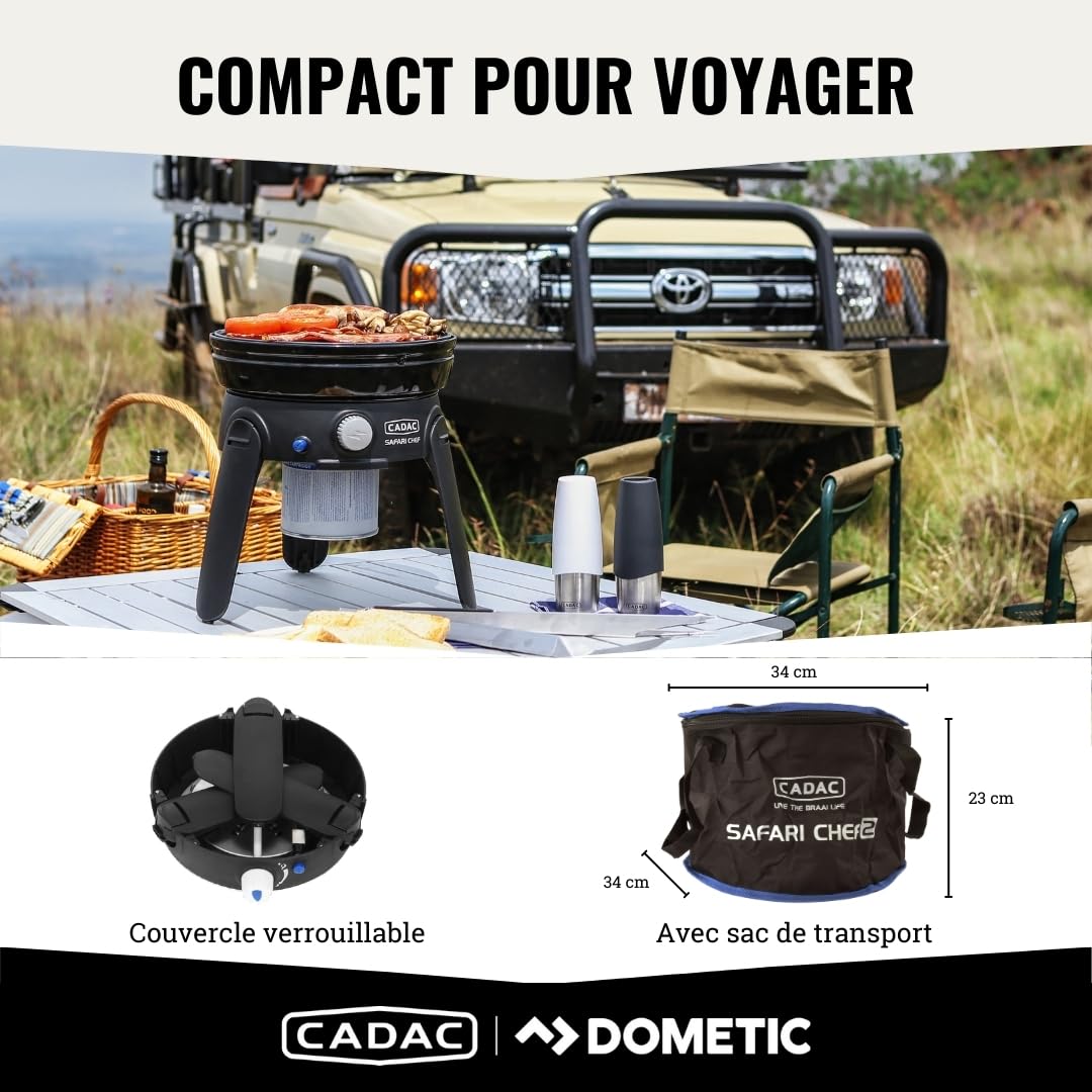 CADAC Safari Chef 30 LP 28-37 mBar - Barbecue acier - aluminium - plastique - gaz - Noir - Grill de camping