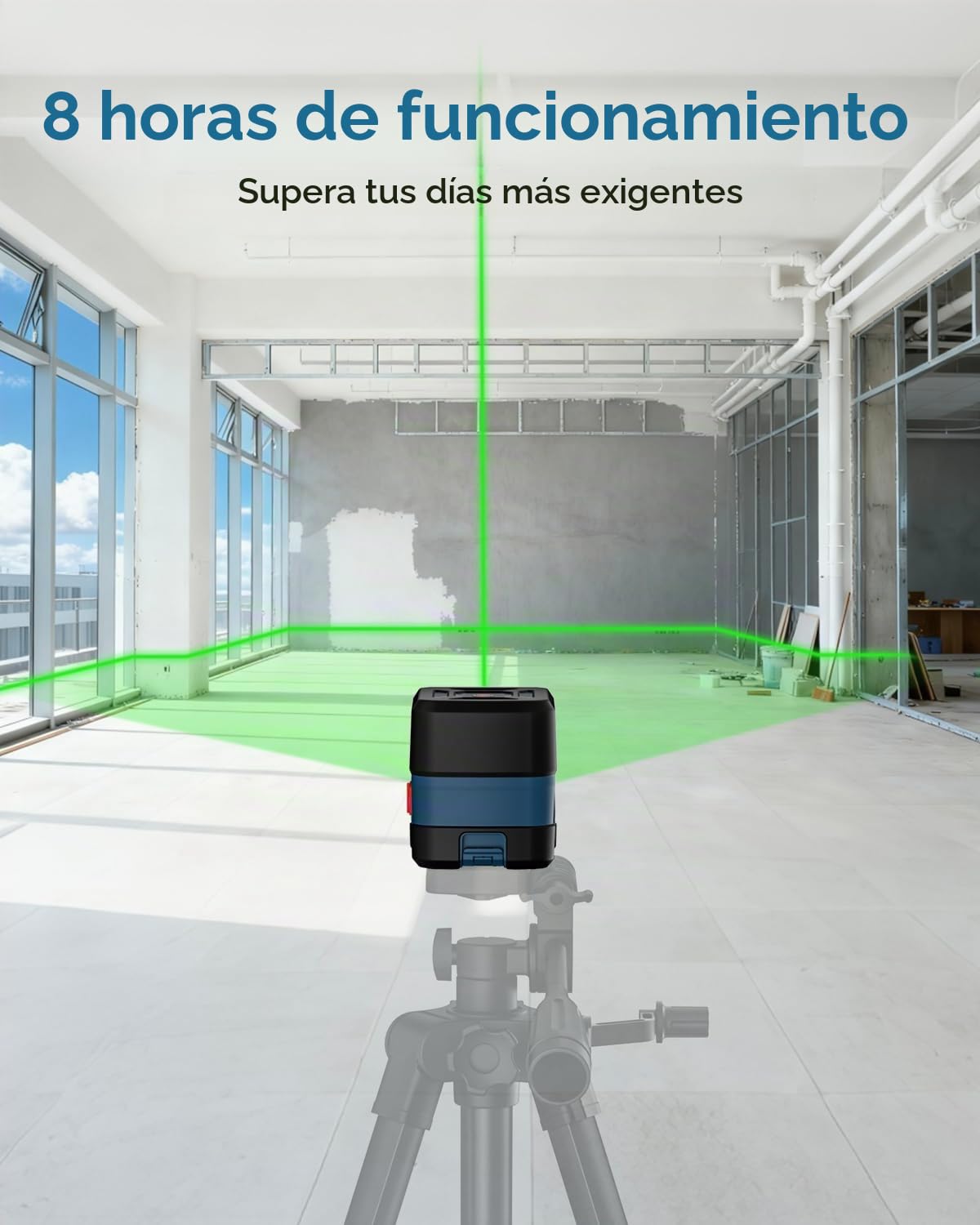 Nivel Láser Verde,RockSeed Láser Nivel Cruzado Horizontal y Vertical Láser Autonivelación Giratorio de 360 grados con Modo Manual/Autonivelante IP54 Bolsa de tela, Batería Incluida