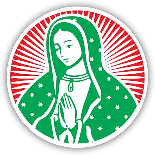 Calcomanía redonda de Virgen de Guadalupe  Vinilo autoadhesivo  Resistente a la intemperie  Hecho en Estados Unidos  Nuestra Señora de Guadalupe